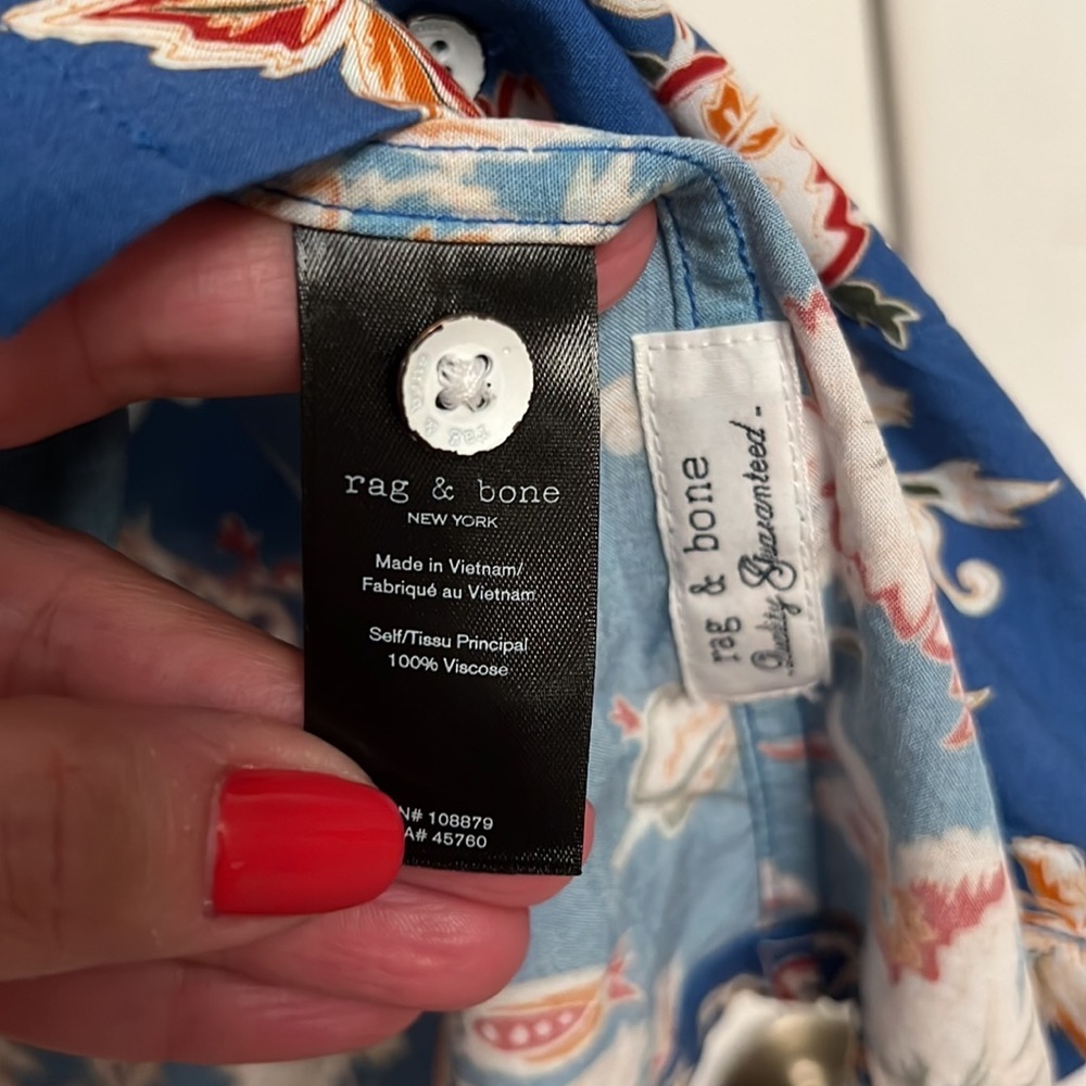 rag & bone Blue Floral Casual Button Down Shirt - Picture 11 of 11